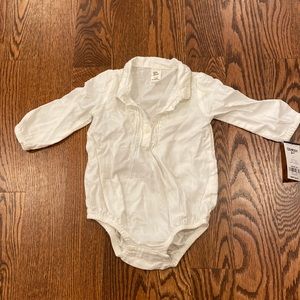 White bodysuit with Gold Trim Collar 12m NWT